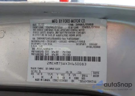 2003 Mercury Grand Marquis Ls from USA, damaged, VIN 2MEHM75WX3X650083